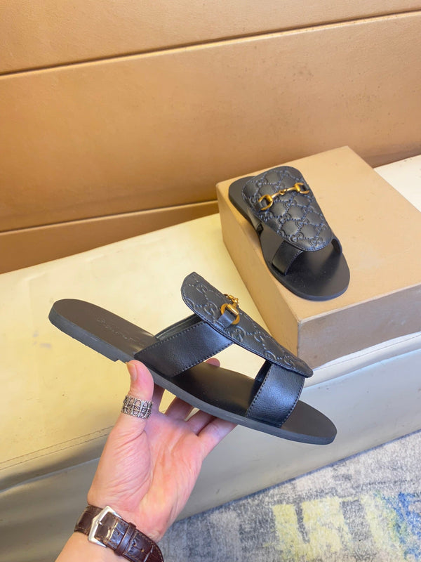 GG Men's Sandals Slide Multicolor Cowhide 724700