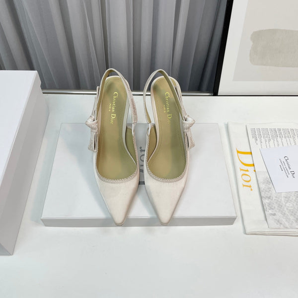 cd slingback pumps 95 white silk fabric