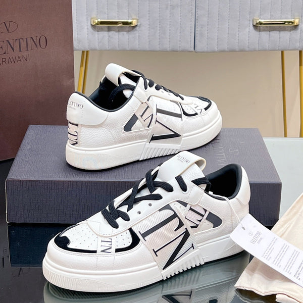 valenti low top vl7n bianco nero vitello tela bianca