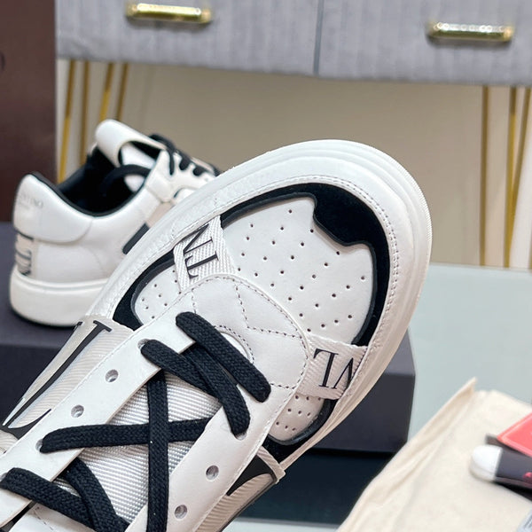 valenti low top vl7n bianco nero vitello tela bianca