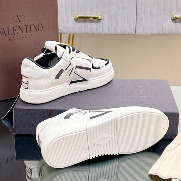 valenti low top vl7n bianco nero vitello tela bianca