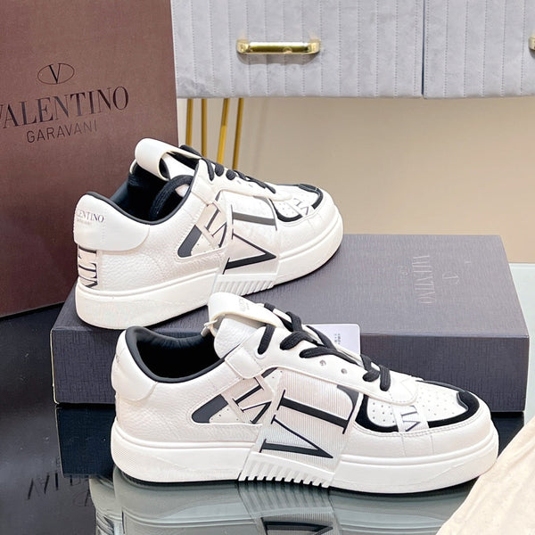 valenti low top vl7n bianco nero vitello tela bianca