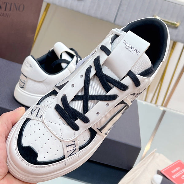valenti low top vl7n bianco nero vitello tela bianca