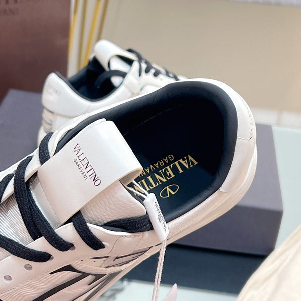 valenti low top vl7n bianco nero vitello tela bianca