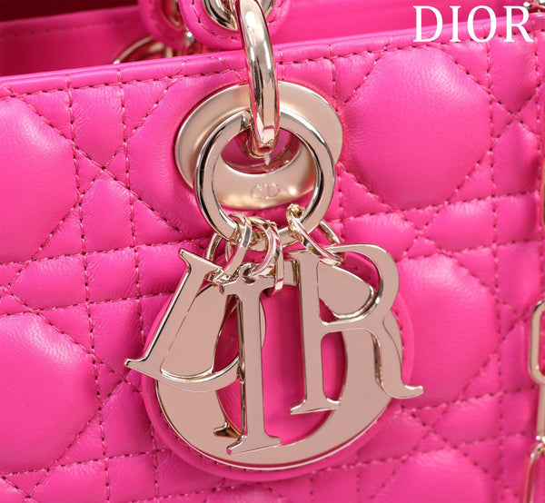 medium lady d-joy 26 pink lambskin