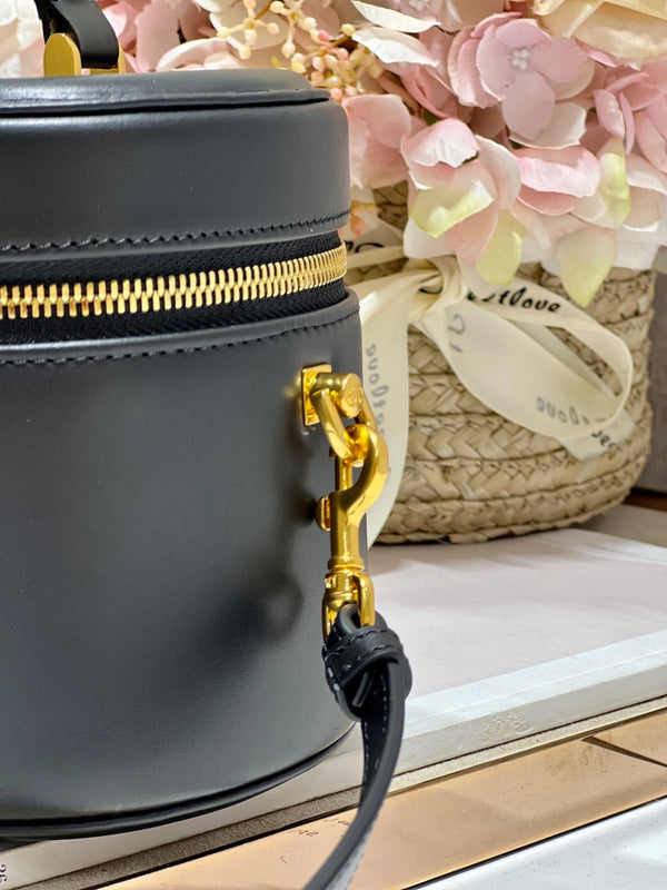 BORSA DA BAGNO CARO SMALL 20 IN PELLE DI AGNELLO LISCIA NERA