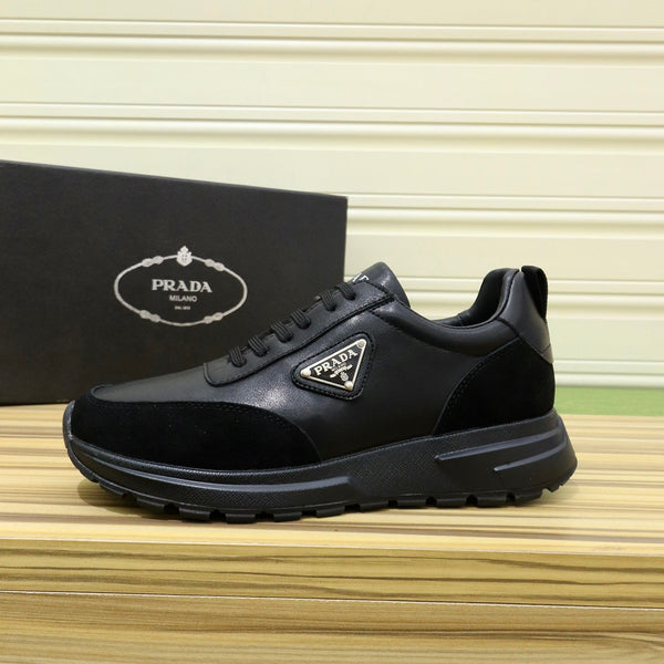 PRA SNEAKER IN BLACK CALFSKIN AND GREY SUEDE