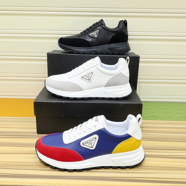 PRA SNEAKER IN WHITE CALFSKIN AND GREY SUEDE