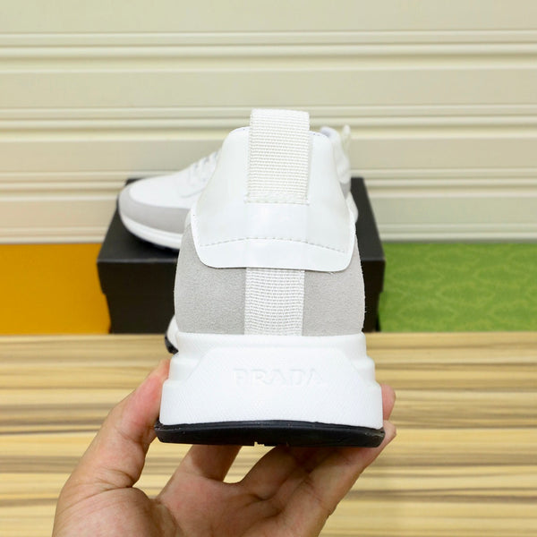 PRA SNEAKER IN WHITE CALFSKIN AND GREY SUEDE