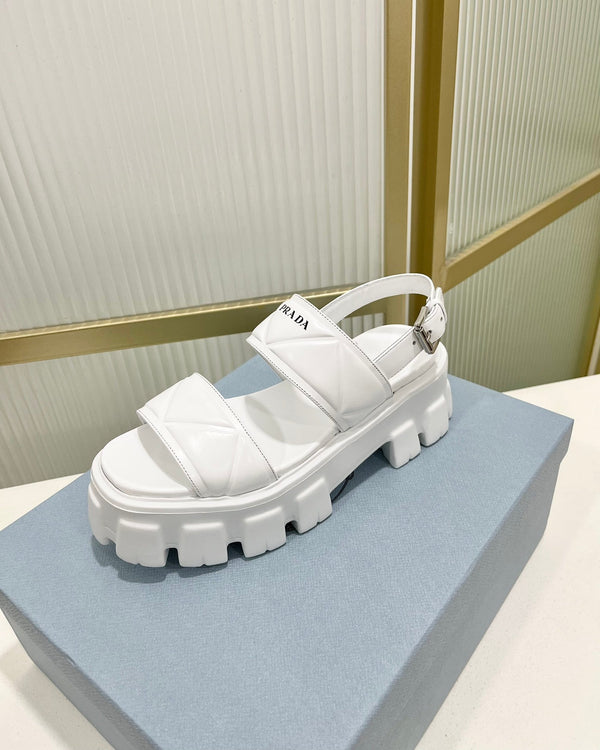 SANDALI PRA MONOLITH CON PLATEAU IN PELLE DI VITELLO BIANCA