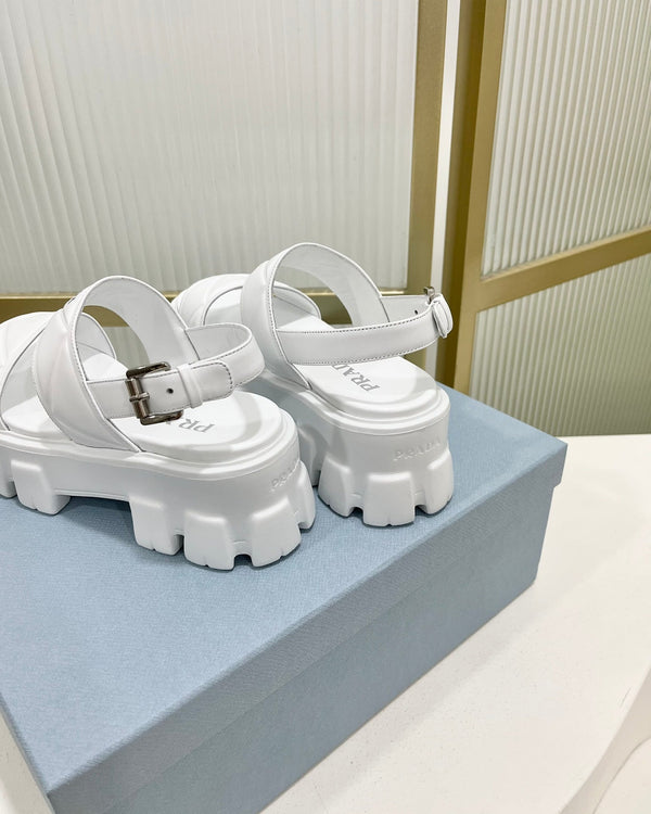 SANDALI PRA MONOLITH CON PLATEAU IN PELLE DI VITELLO BIANCA