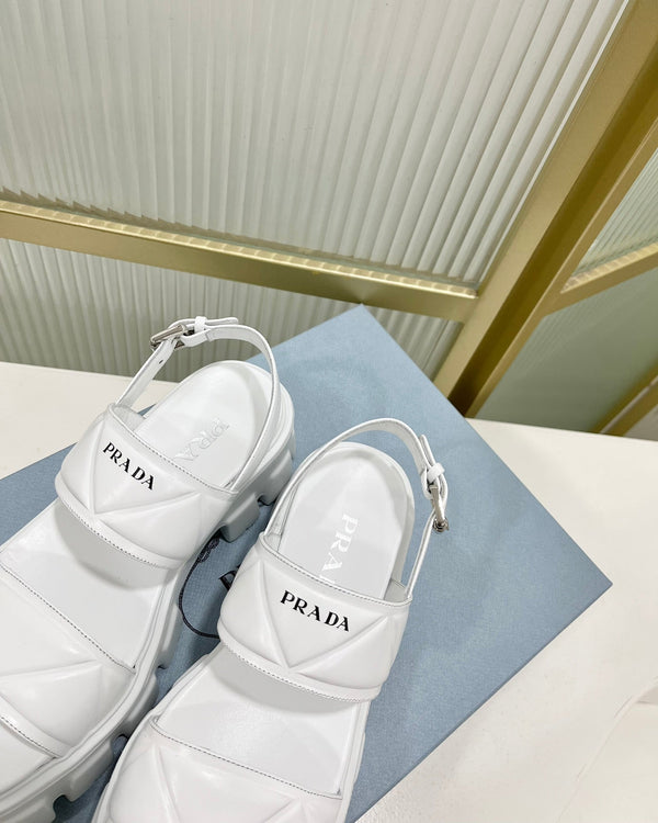 SANDALI PRA MONOLITH CON PLATEAU IN PELLE DI VITELLO BIANCA