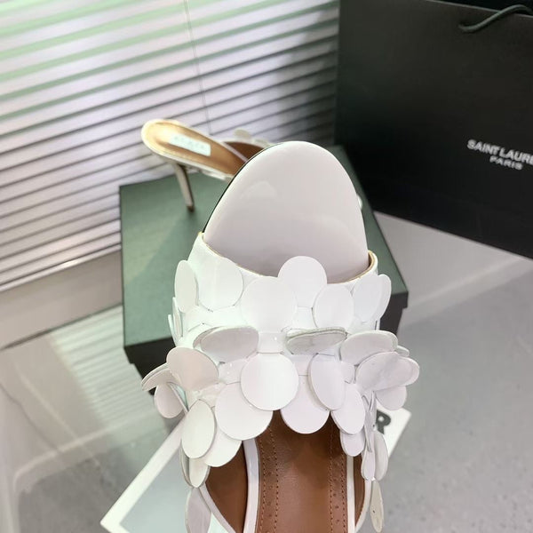 Alaia Confetti Leather Mules White Sheepskin Cowhide 293165