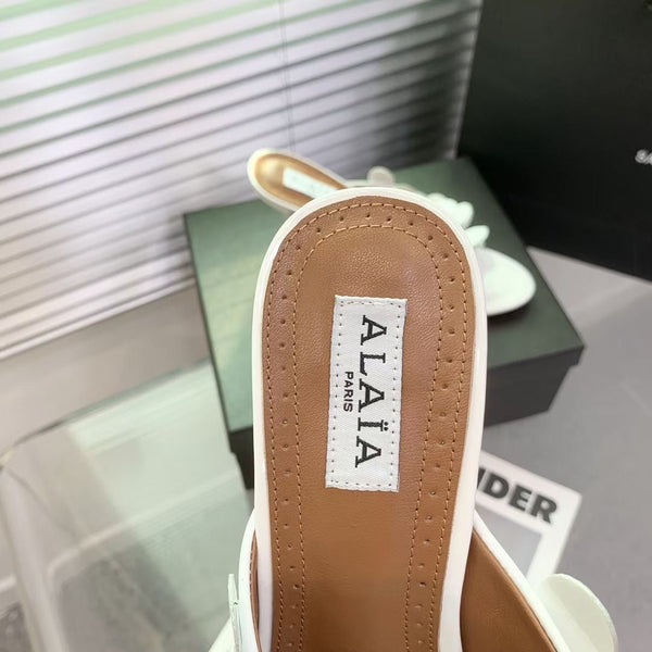Alaia Confetti Leather Mules White Sheepskin Cowhide 293165
