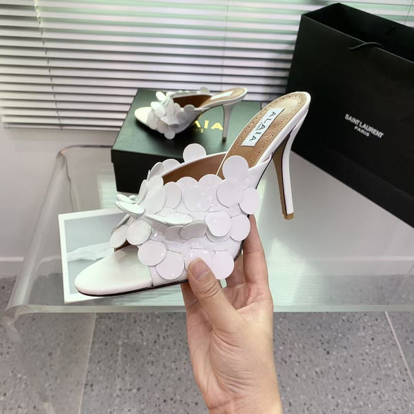 Alaia Confetti Leather Mules White Sheepskin Cowhide 293165