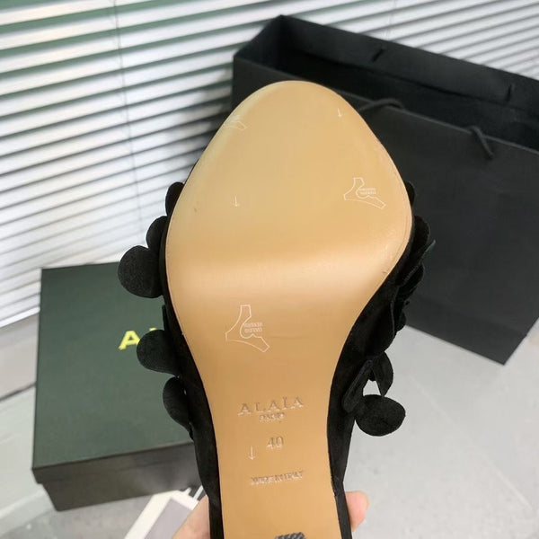 Alaia Confetti Leather Mules Black Sheepskin Cowhide 293166