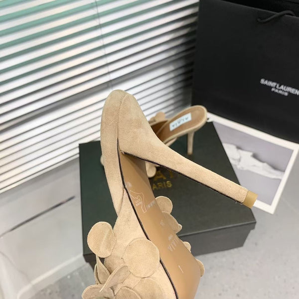 Alaia Confetti Leather Mules Pale Yellow Sheepskin Cowhide 293167