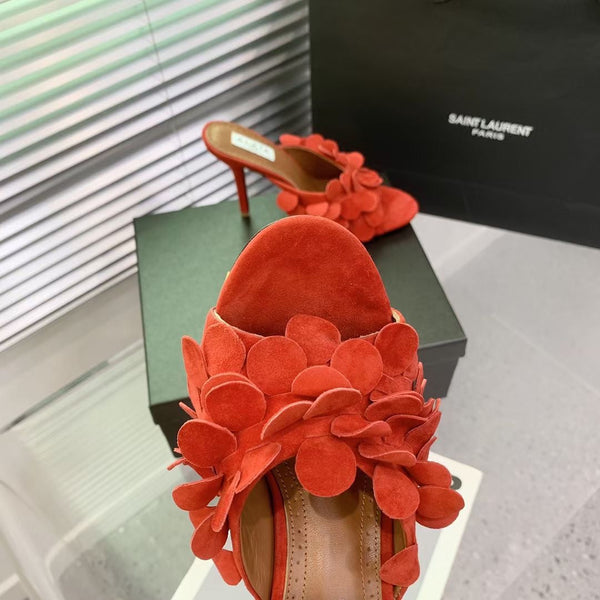 Alaia Confetti Leather Mules Orange Sheepskin Cowhide 293168