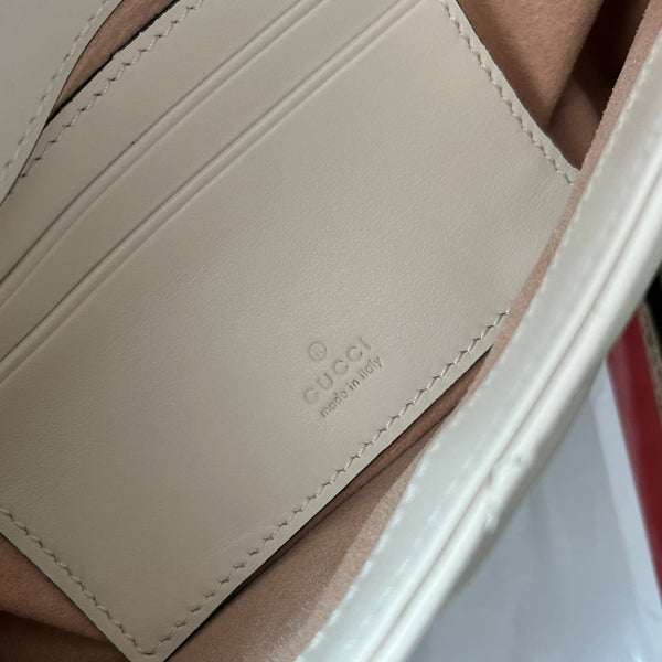 gg marmont 21cm white calfskin gold hardware