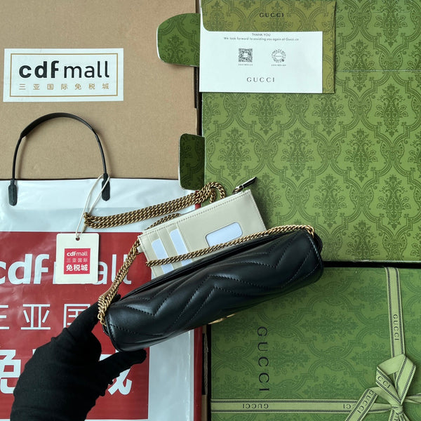 gg marmont 21cm black calfskin gold hardware