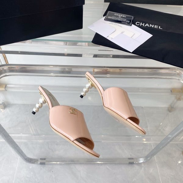 high heel 70 mule sandals pink white patent calfskin