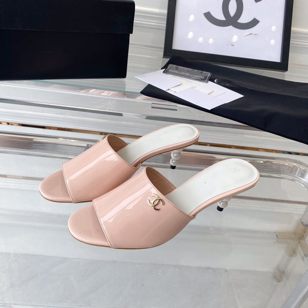 high heel 70 mule sandals pink white patent calfskin