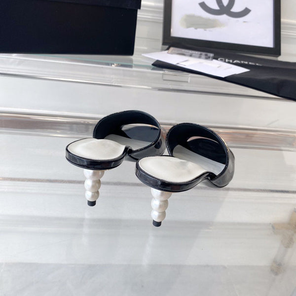 high heel 70 mule sandals black white patent calfskin