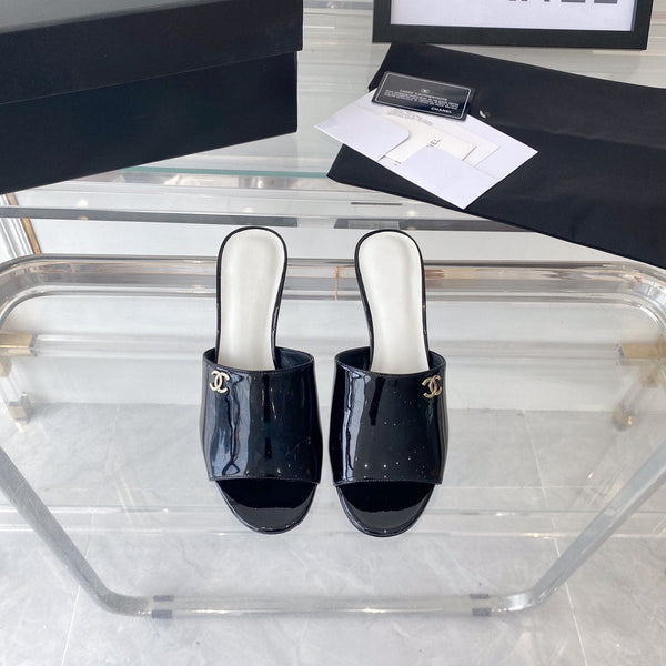 high heel 70 mule sandals black white patent calfskin