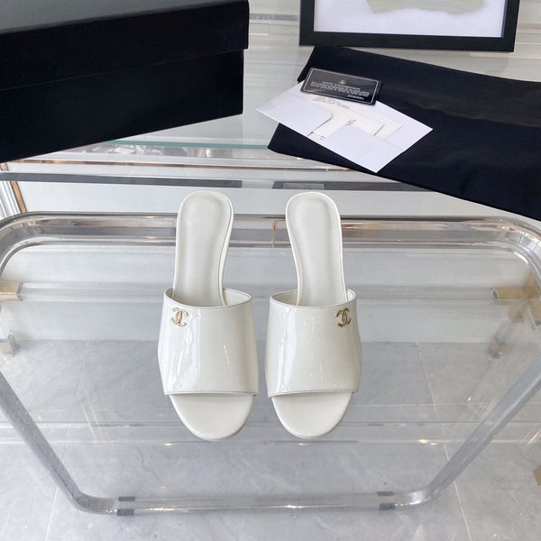 high heel 70 mule sandals white patent calfskin