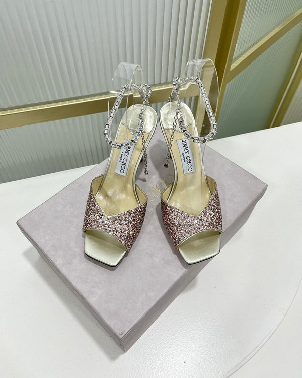 Jimmy Saeda Sandal 85 In Multicolor Satin With Glitt 587742