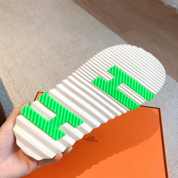 HM ELECTRIC SANDAL DARK GREEN FABRIC AND CALFSKIN