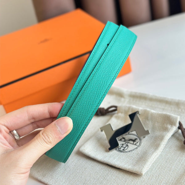 HM Silver Constance & Reverible Belt Blue Green Leather 125373