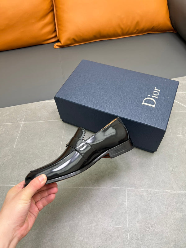 CD SYMBOL GRANVILLE EDGE BEADS LOAFER BLACK POLISHED CALFSKIN