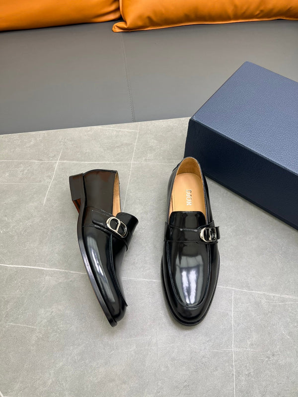 CD SYMBOL GRANVILLE EDGE BEADS LOAFER BLACK POLISHED CALFSKIN