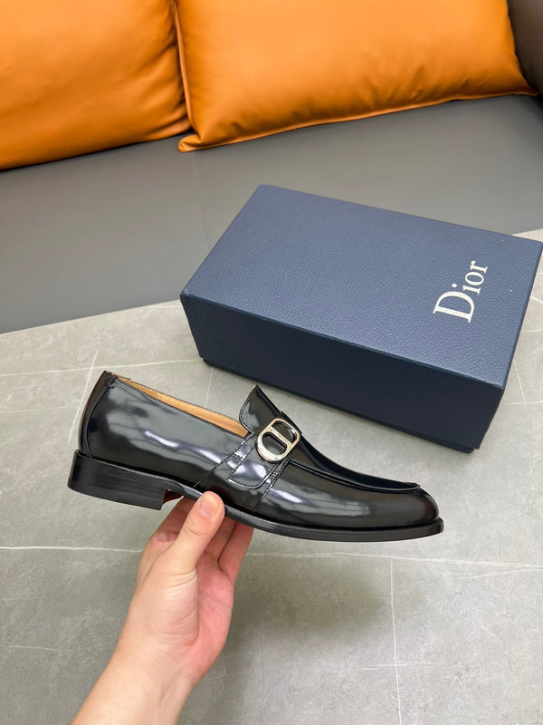 CD SYMBOL GRANVILLE EDGE BEADS LOAFER BLACK POLISHED CALFSKIN