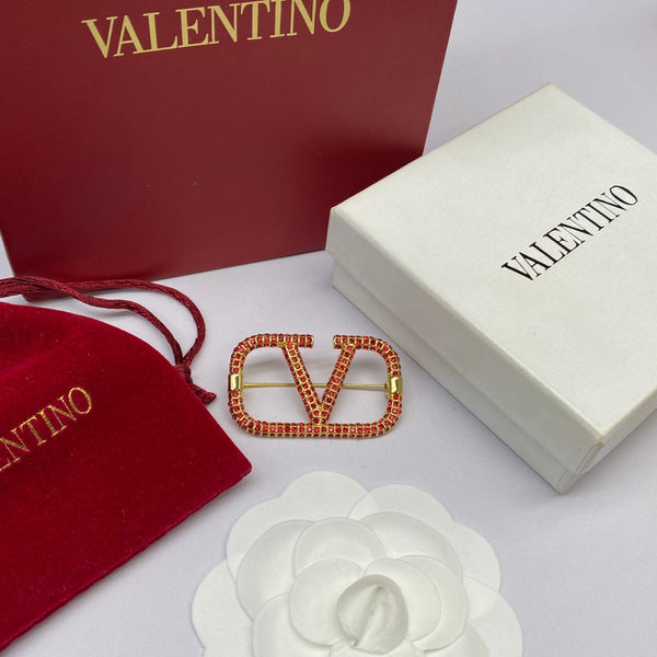 VT Brooch Gold Red 177382