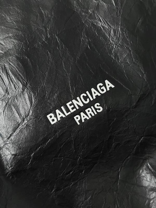 CRUSH SMALL TOTE BAG 26 IN BLACK CRUSHED CALFSKIN GOLD HARDWARE