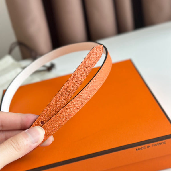 FIBBIA HM ROULIS E CINTURINO REVERSIBILE IN PELLE ARANCIONE E BIANCO 13 MM FERRAMENTA ARGENTO