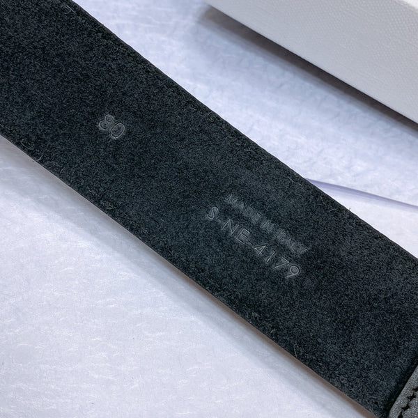 CL LARGE 35MM TWIN TRIOMPHE BELT IN BLACK CALFSKIN GOLD HARDWARE