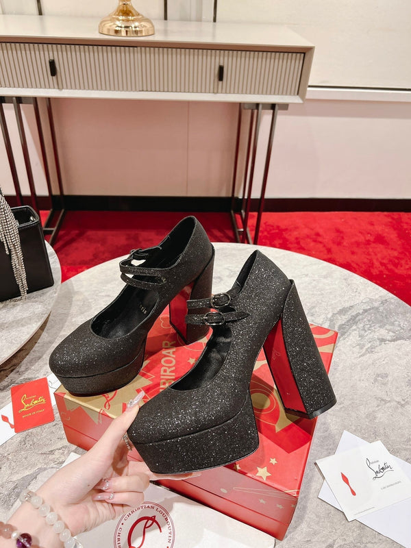 CL Platforms Movida Jane 130 mm Glitter Leather Black