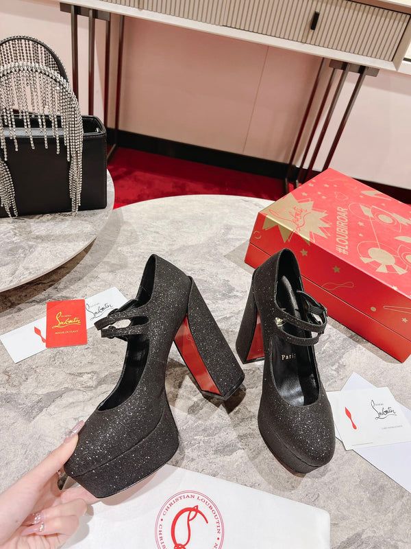 CL Platforms Movida Jane 130 mm Glitter Leather Black