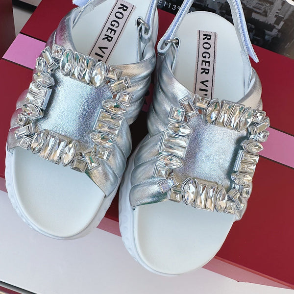 Viv Diamond Sandals Silver Sheepskin 560520