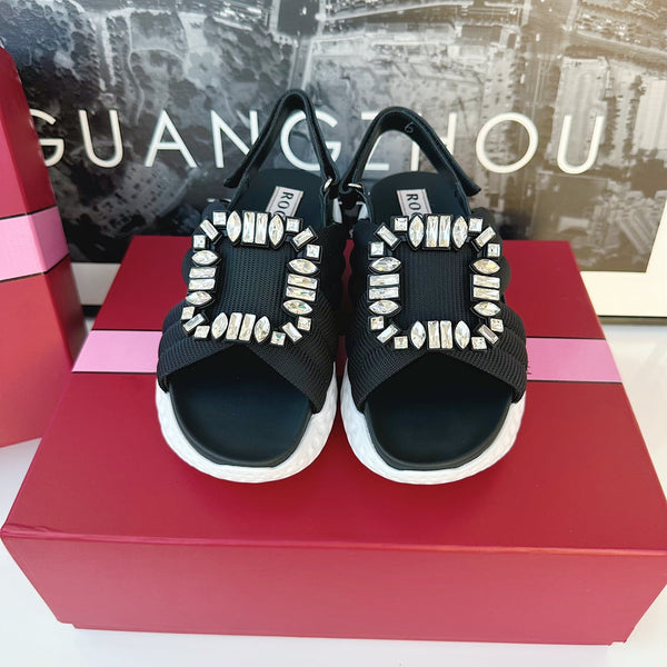 Viv Diamond Sandals Black Fabric 560521