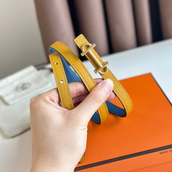 FIBBIA HM GAMMA E CINTURINO REVERSIBILE IN PELLE ORO E BLU 13 MM FERRAMENTA ORO