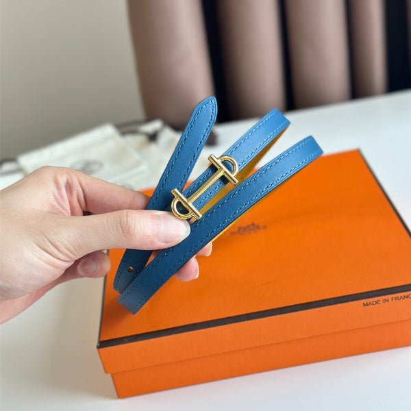 FIBBIA HM GAMMA E CINTURINO REVERSIBILE IN PELLE ORO E BLU 13 MM FERRAMENTA ORO