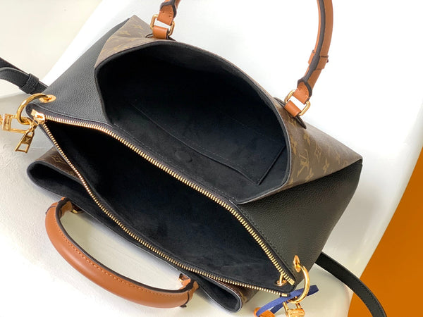 Borsa a mano LV Opéra 36 cm in tela monogramma marrone e pelle di mucca GHW