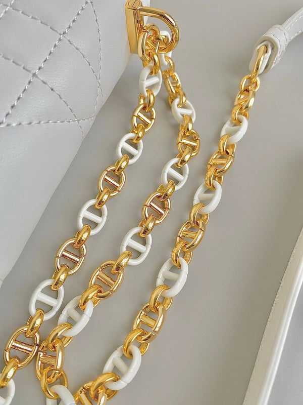 MINI BORSA A CATENA 17 IN PELLE DI VITELLO BIANCA