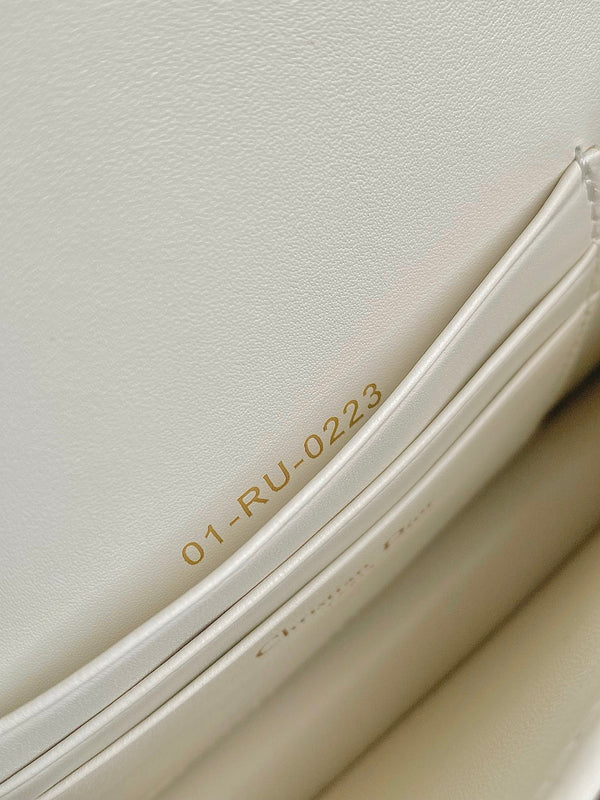 MINI BORSA A CATENA 17 IN PELLE DI VITELLO BIANCA