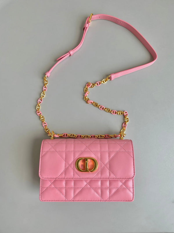 MINI CHAIN BAG 17 IN LIGHT PINK CALFSKIN