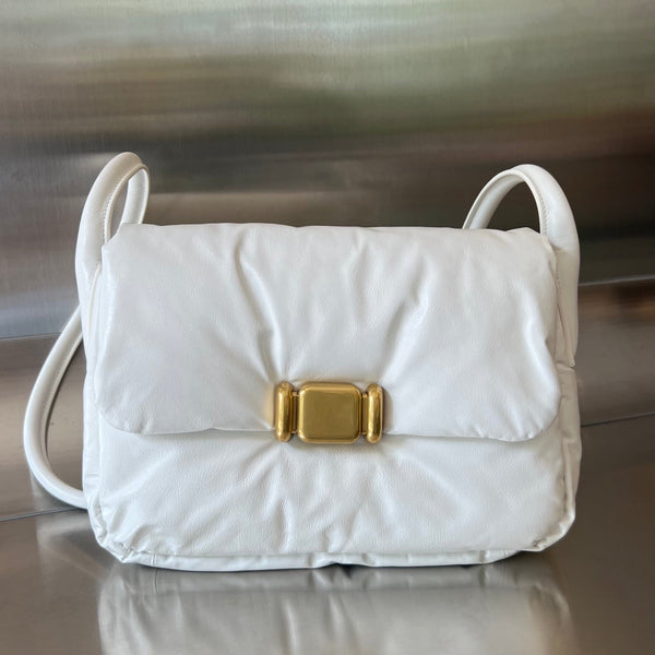 BORSA PAD PUFFER 29 IN PELLE DI BUCCIONE BIANCA
